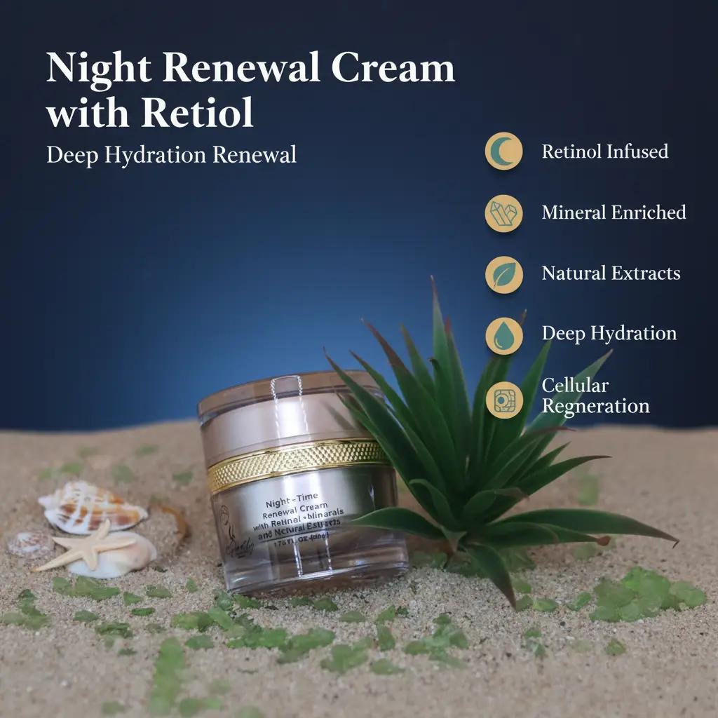 Night Time Renewal Cream with Ceramides, Retinol, Algae, and Mushroom extracts