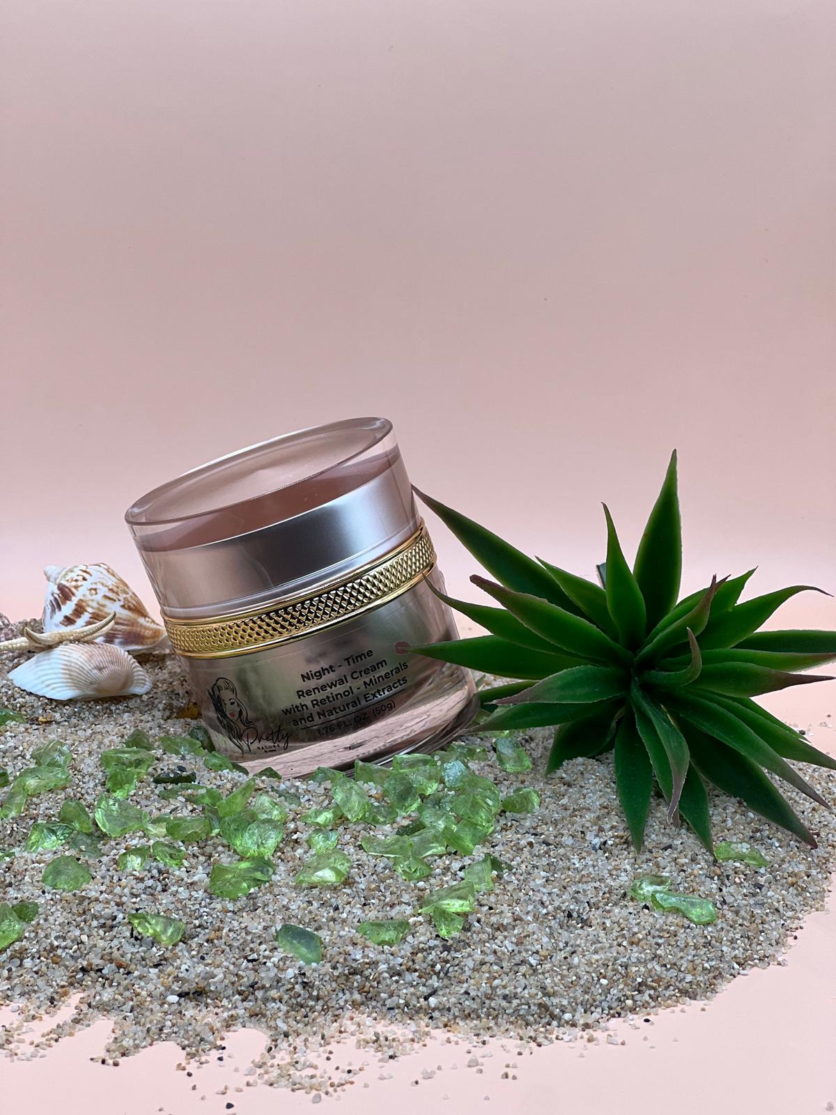 Night Time Renewal Cream with Ceramides, Retinol, Algae, and Mushroom extracts
